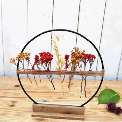 Trockenblumen Tischdeko Loop rot gelb Töne