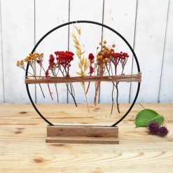 Trockenblumen Tischdeko Loop rot gelb Töne