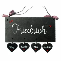Türschild aus Schiefer mit Namen personalisiert, wetterfestes Namensschild, handgemaltes Haustürschild, exklusives Familienschild, dekoratives Schieferschild, einzigartiges Geschenk für das Zuhause