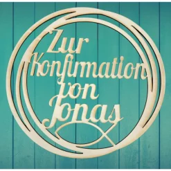 Türschild Dekostab zur Konfirmation, Kommunion, Hochzeit, Taufe, Firmung, Geburtstag individuell aus Holz