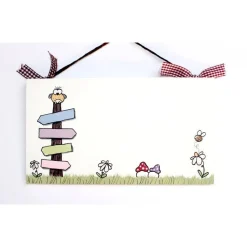 Türschild Familie aus Holz mit Name personalisiert – Handgemalt & Wetterfest – besonderes Geschenk für jeden Anlass - Willkommensschild mit Wegweiser - dekoratives Holzschild