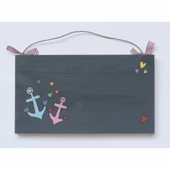 Türschild Familie aus Holz mit Name personalisiert - exklusives Hochzeitsgeschenk für das Brautpaar - besonderes Geschenk zum Hochzeitstag - individuelles Haustürschild maritim mit Anker