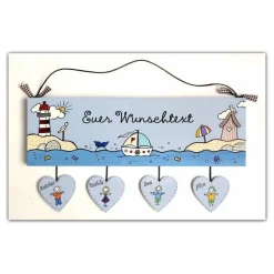 Türschild Familie aus Holz mit Name personalisiert – Handgemalt & Wetterfest – Geschenk für jeden Anlass - exklusives Willkommensschild - dekoratives Holzschild