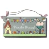 Türschild Familie aus Holz mit Name personalisiert – Handbemalt & Wetterfest – Geschenk für jeden Anlass - Willkommensschild mit Wimpelkette - dekoratives Holzschild