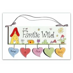 Türschild für Familien mit Name personalisiert,  Individuelles Einzugsgeschenk für das neue Zuhause, buntes Haustürschild für Wohnungstür und Hauseingang, persönliches Willkommensschild