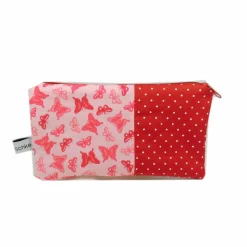 Täschchen Mäppchen Schmetterlinge Schmetterling rosa Punkt  rot Punkte handmade