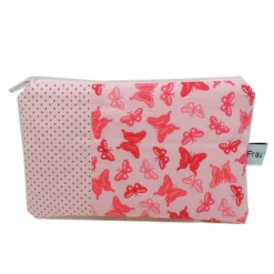 Täschchen Mäppchen Schmetterlinge Schmetterling rosa Punkt  rot Punkte handmade