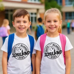 T-Shirt Einschulung 2025 – Kinder T-Shirt aus Baumwolle mit Motiv in Wunschfarbe