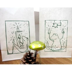 Tütenadvent - 4 Lichtertüten mit Froschdruck, Tütenlichter, Tüten Teelicht, Adventkranz, Adventskalender, Lichtertüten, Advent, Weihnachten