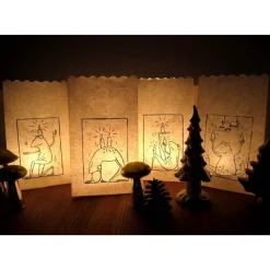 Tütenadvent - 4 Lichtertüten mit Froschdruck, Tütenlichter, Tüten Teelicht, Adventkranz, Adventskalender, Lichtertüten, Advent, Weihnachten