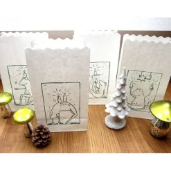 Tütenadvent - 4 Lichtertüten mit Froschdruck, Tütenlichter, Tüten Teelicht, Adventkranz, Adventskalender, Lichtertüten, Advent, Weihnachten