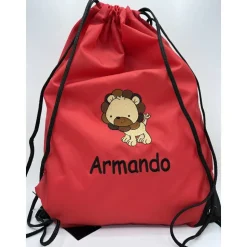 Turnbeutel mit Motiv * Löwe * (#Nr.115) + Namen / Wäschebeutel bestickt