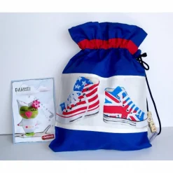 Turnbeutel mit Namen,Sportbeutel, Turnschuh-Beutel, Turnbeutel Schulanfang, blauer Turnbeutel