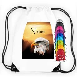 Turnbeutel Motiv Adler mit Name / personalisierbar / verschiedene Farben