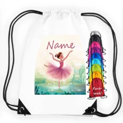 Turnbeutel Motiv Ballerina mit Name / personalisierbar / verschiedene Farben