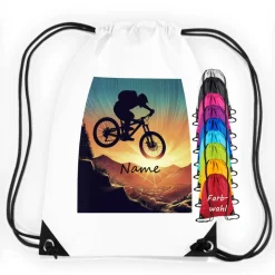 Turnbeutel Motiv Fahrrad mit Name / personalisierbar / verschiedene Farben