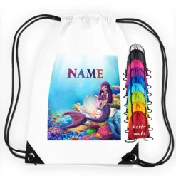 Turnbeutel Motiv Meerjungfrau mit Name / personalisierbar / verschiedene Farben