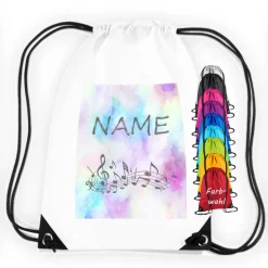 Turnbeutel Motiv Melodie mit Name / Noten / personalisierbar / verschiedene Farben