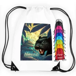Turnbeutel Motiv Panther mit Name / personalisierbar / verschiedene Farben