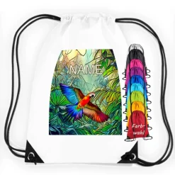 Turnbeutel Motiv Papagei mit Name / personalisierbar / verschiedene Farben