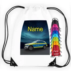 Turnbeutel Motiv Polizei mit Name / personalisierbar / verschiedene Farben