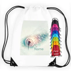 Turnbeutel Motiv Pusteblume mit Name / personalisierbar / verschiedene Farben