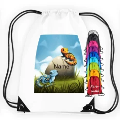 Turnbeutel Motiv Salamander mit Name / personalisierbar / verschiedene Farben