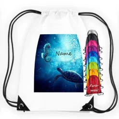Turnbeutel Motiv Schildkröte mit Name / personalisierbar / verschiedene Farben