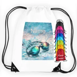 Turnbeutel Motiv Schwimmen mit Name / personalisierbar / verschiedene Farben