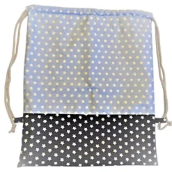 Turnbeutel, Rucksack blau mit Sterne, personalisierbar