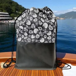 Turnbeutel, Rucksack blau mit Muscheln