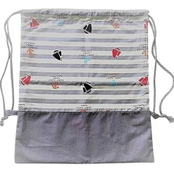 Turnbeutel, Rucksack grau  maritim, personalisierbar