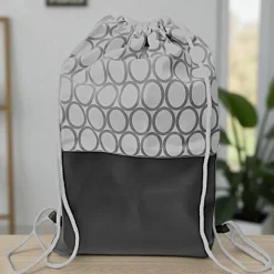 Turnbeutel, Rucksack grau/weiß