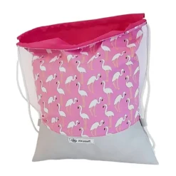Turnbeutel Rucksack pink mit Flamingos aus Baumwolle & Kunstleder – ideal für Sport, Kita & Freizeit
