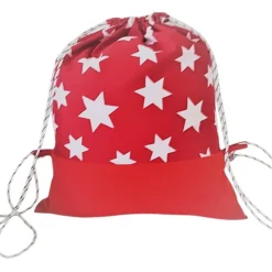 Turnbeutel, Rucksack rot mit Sterne, personalisierbar