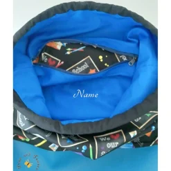 Turnbeutel Rucksack School is Cool Kunstlederboden personalisiert mit Namen Geschenkidee Schulanfang