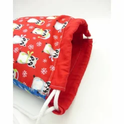 Turnbeutel 'Waschbären im Schnee', Sportbeutel, Kinder-Rucksack, Unikat