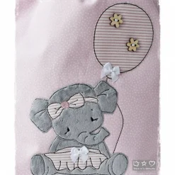 Turnbeutel/Rucksack rosa mit Doodlestickerei Elli Elefant und Wunschname