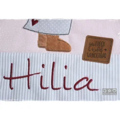 Turnbeutel/Rucksack rosagrau Hasenmädchen mit Pusteblume und Wunschname