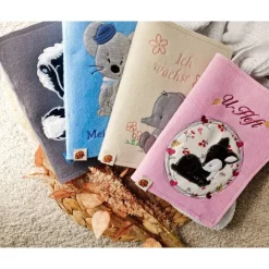 U-Heft-Hülle Elefant mit praktischen Fächern Filz creme