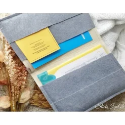 U-Heft-Hülle Elefant mit praktischen Fächern Filz creme