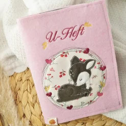 U-Heft-Hülle Rehkitz mit praktischen Fächern Filz rosa