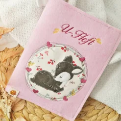 U-Heft-Hülle Rehkitz mit praktischen Fächern Filz rosa