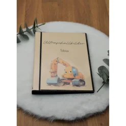Ultraschallbilder Mappe Bagger – personalisiertes Ultraschallalbum zur Aufbewahrung deiner Ultraschallbilder als Geschenk zur Schwangerschaft