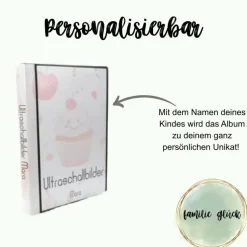 Ultraschallbilder Mappe Muffin, Ultraschallalbum,Ultraschall Album, personalisierte Ultraschallbilder Aufbewahrung