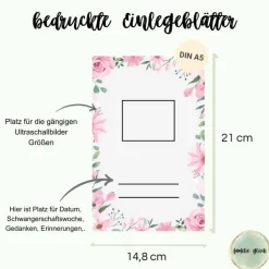 Ultraschallbilder Mappe rosa Blumen, Ultraschallalbum,Ultraschall Album, personalisierte Ultraschallbilder Aufbewahrung