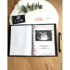 Ultraschallbilder Mappe rosa Blumen, Ultraschallalbum,Ultraschall Album, personalisierte Ultraschallbilder Aufbewahrung