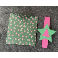 Umschlag mit Banderole für Gutschein, Geldgeschenk, mit Tannenbaum