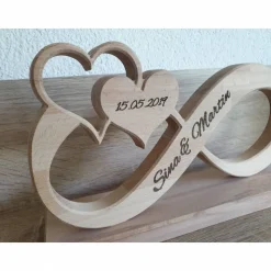 Unendlichkeitszeichen/Endlosschleife/Infinity Unikat aus Buchenholz personalisiertes Geschenk zur Hochzeit