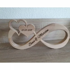 Unendlichkeitszeichen/Endlosschleife/Infinity Unikat aus Buchenholz personalisiertes Geschenk zur Hochzeit